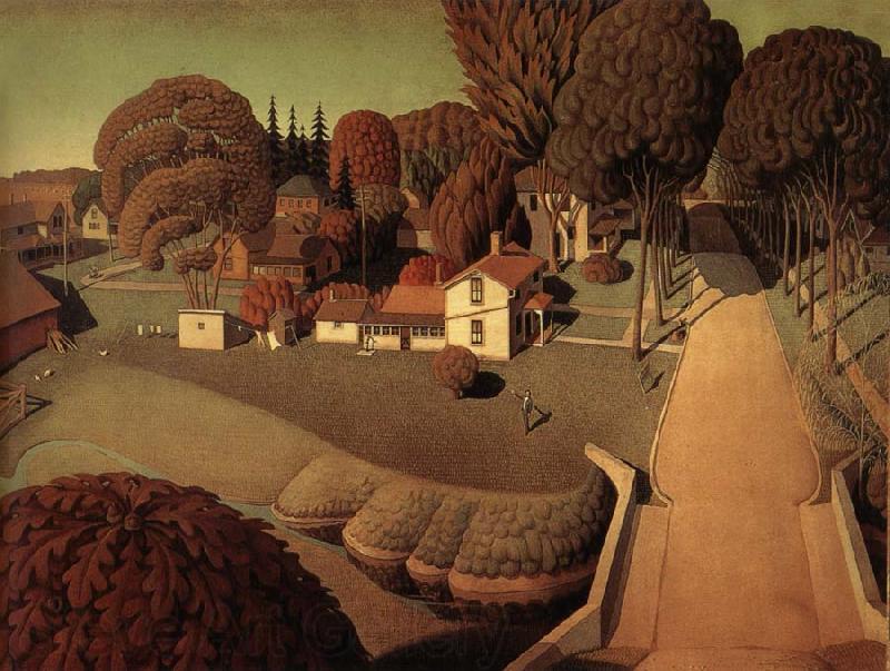 Grant Wood Hoover-s Birthplace France oil painting art